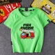 Fire Truck Boy Áo thun ngắn tay mùa hè Dress Big Boy Cotton T-shirt Little Girl Nửa tay áo Áo trẻ em - Áo thun