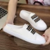 Mùa hè 2018 mới bộ giày vải đế bằng nữ phiên bản Hàn Quốc của học sinh lười không gót nửa kéo giày trắng nhỏ thoáng khí giầy trẻ em nữ Plimsolls