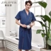 Áo ngủ nam mùa hè ngắn tay cotton mỏng phần lỏng lẻo XL màu đơn sắc Áo choàng tắm kiểu Nhật áo ngủ Night Robe