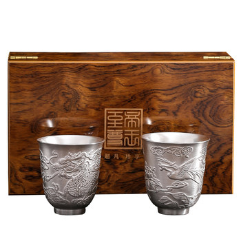 ຈອກເງິນ 999 sterling silver kung fu tea set master cup to cup insulated silver tea cup tea drinking silver water cup