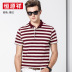 Hengyuanxiang mùa hè mới màu xanh lá cây người đàn ông trung niên của ngắn tay t-shirt cotton polo áo ve áo sọc kinh doanh người đàn ông giản dị của quần áo Polo