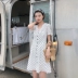 Ovia 2018 mùa hè của phụ nữ new retro lãng mạn Pháp thanh lịch điểm sóng ngắn tay áo Slim dress váy đầm