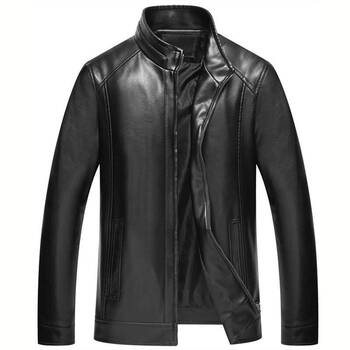 Haining men's leather jacket with velvet thickened leather jacket