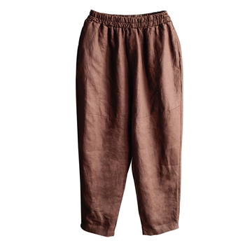 Summer Thin Retro ສີແຂງ Carrot Pants Linen Harem Pants ຂອງແມ່ຍິງເກົ້າຈຸດກະທັດຮັດ Linen Pants ວ່າງວັນນະຄະດີແລະ versatile