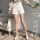 Xuân hè 2018 phiên bản mới của Hàn Quốc quần cạp cao quần âu nữ màu trơn là quần lửng ống rộng ống rộng quần short kaki nữ Quần short