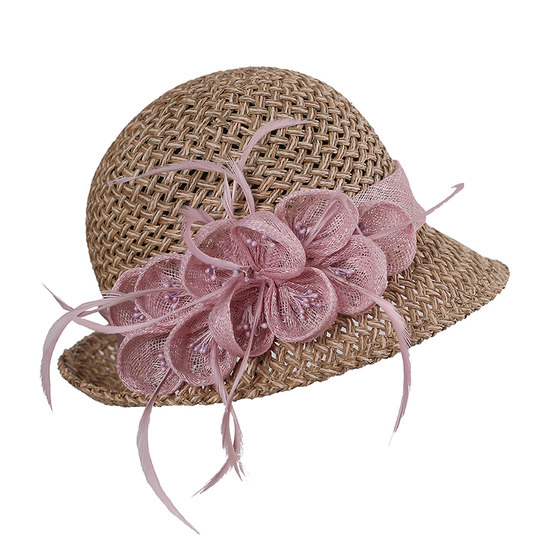 Summer new elegant flower curled decorative straw hat