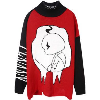 GENANX ເສື້ອຍືດຍີ່ຫໍ້ trendy trendy sweater ສໍາລັບຜູ້ຊາຍແບບເກົາຫຼີວ່າງດູໃບໄມ້ລົ່ນແລະລະດູຫນາວແບບໃຫມ່ irregular cartoon animation sweater ສໍາລັບຜູ້ຊາຍ