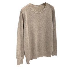 Korean style spring clothing simple solid color thin mercerized wool sweater bottoming sweater loose round neck inner top for women