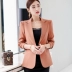 黛 2018 xuân hè mới thời trang nữ phiên bản Hàn Quốc của bộ vest nhỏ thời trang giản dị tay dài màu lông ngắn bộ vest nữ hàn quốc Business Suit