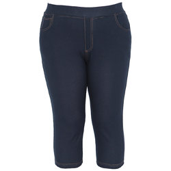 ຂະ​ຫນາດ​ໃຫຍ່​ພິ​ເສດ 250 pounds fat MM thin elastic cropped pants plus fat and enlarged imitation denim high waist mom pants women's medium pants 300