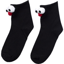 Douyin's same ins socks women's mid-calf socks pure cotton cute cartoon Japanese three-dimensional socks college style big eye socks