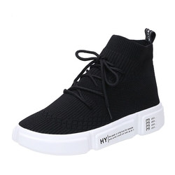 Socks and shoes for women 2024 spring new platform thick-soled elastic fly-knit sports casual shoes hip-hop hip-hop high-top shoes