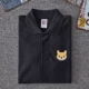 Nhật Bản nhỏ chó thêu bulgie Akita Husky POLO áo sơ mi nam tay ngắn tuổi teen