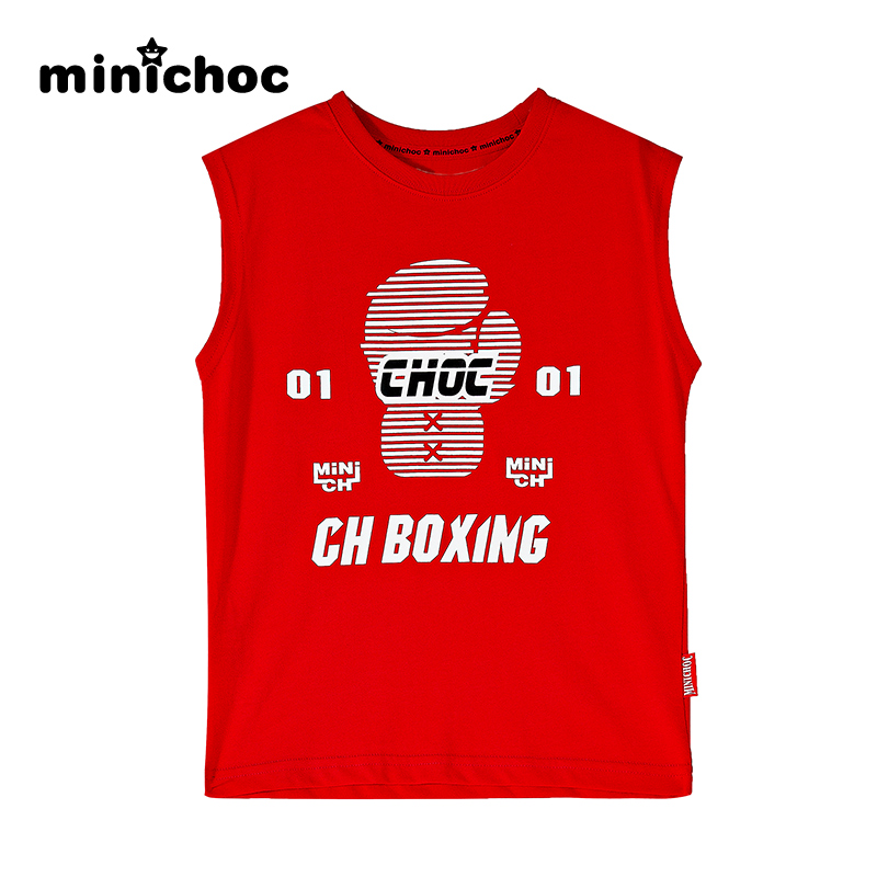 ilovechoc bé trai và bé gái minichoc vest mùa hè mới lỏng t-shirt đáy hit thủy triều của trẻ em.