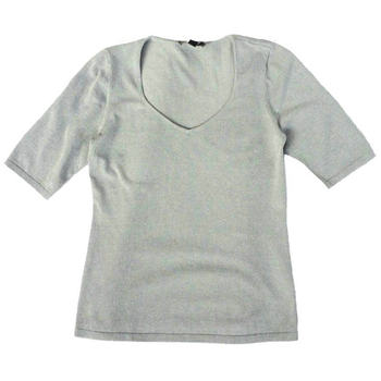 Ice silk american style slim-fitting mid-sleeve gray knitted jacket