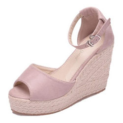 ເກີບສົ້ນຜູ້ຍິງ 2023 Spring and Summer Straw Wedge Fish Mouth Sandals Thick-Soled Platform Platform Buckle High-Heels Women's Shoes