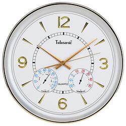 Telesonic/Uranus Silent Wall Clock Modern Minimalist Clock Thermometer and Hygrometer Living Room Creative Quartz Clock