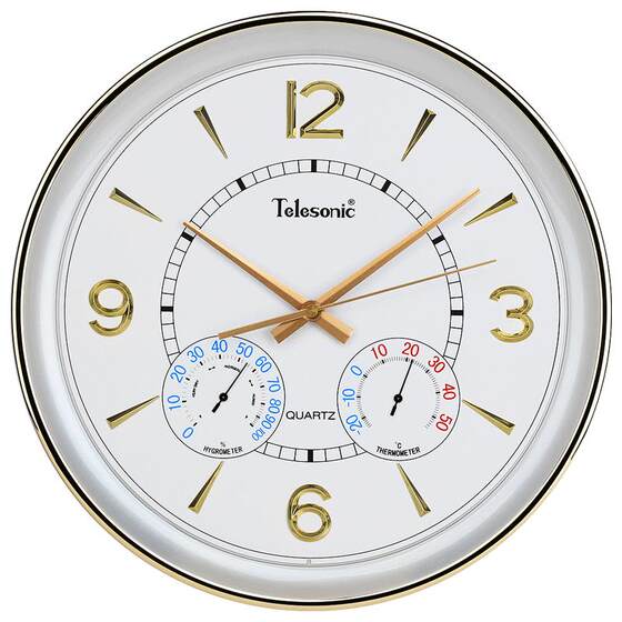 Uranus silent wall clock modern simple clock temperature and humidity meter living room creative quartz clock