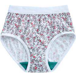 4 Pairs of Women's Cotton Underwear, High-Waisted, Antibacterial Shorts, Printed, Loose, Plus Size, Wide-Waisted, Mom's Briefs