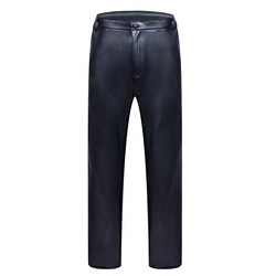 Men's leather pants for middle-aged and elderly people, loose, high-waisted, waterproof, velvet and thickened, motorcycle takeout, windproof and warm work pants