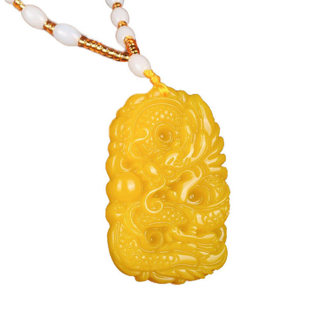 Natural yellow dragon jade dragon brand pendant topaz jade zodiac dragon