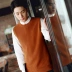 Zhizhi cotton cổ tròn áo len vest vai len vest nam không tay áo len áo len vest bộ vest nam cho người trung tuổi Áo vest cotton