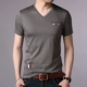 Áo thun nam tay ngắn Hengyuanxiang Mùa hè nam cổ chữ V lụa lụa cotton trẻ trung nửa áo thun nam xu hướng Hàn Quốc
