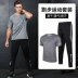 Bộ đồ thể thao nam quần áo chạy bình thường mùa xuân và mùa thu quần áo thể thao khô nhanh tập thể dục mùa hè quần ngắn tay lỏng lẻo - Thể thao sau Thể thao sau