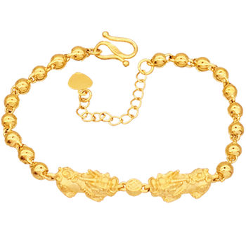 Alluvial gold Pixiu bracelet for women, coin, copper, gold-plated, fake gold, 999 imitation gem-set ເຄື່ອງປະດັບເພັດທີ່ຈະບໍ່ຈືດຈາງໃນເວລາດົນນານ