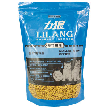 Lilang Cat Food Ocean Fish ລາຄາເຕັມ ແມວຜູ້ໃຫຍ່ແລະລູກແມວທີ່ມີເກືອຕ່ໍາທີ່ມີທາດໂປຼຕີນສູງຜົມບານ 500gX5 ຖົງ Duck Salmon