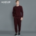 Martha rồng pyjama nam mùa thu và mùa đông cotton dài tay trung niên cha mùa xuân và mùa thu dày đơn mảnh có thể được mặc bộ đồ dài tay nam mặc nhà Pyjama