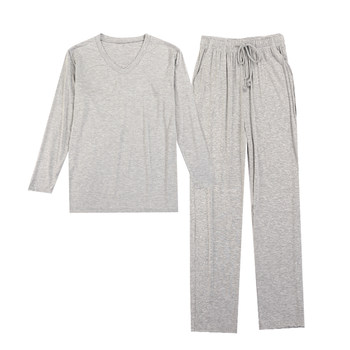 Modal pajamas ຜູ້ຊາຍລະດູໃບໄມ້ປົ່ງແລະດູໃບໄມ້ລົ່ນບາງໆ trousers ແຂນຍາວສອງສິ້ນຊຸດ summer ວ່າງຂະຫນາດໃຫຍ່ຊຸດໃສ່ໃນເຮືອນສະບາຍໆ