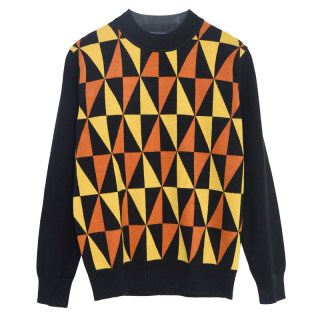 Patterned geometric contrasting British retro preppy sweater