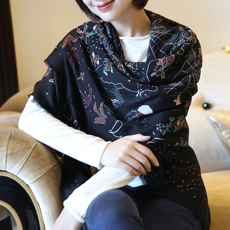 专GUI同步 轻盈舒适 D小姐探索世界羊绒空调披肩围巾 薄款