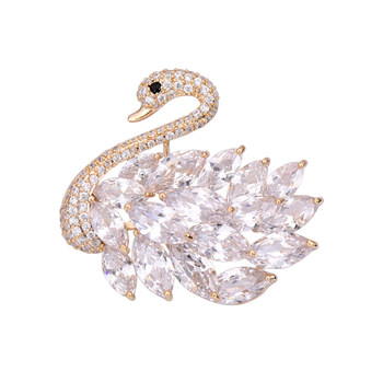 ເກຣດສູງກະພິບ zirconium swan brooch ສໍາລັບແມ່ຍິງ, corsage ຄົນອັບເດດ:, pin buckle, cardigan ເຄື່ອງນຸ່ງຫົ່ມຄົງ, temperament ງ່າຍດາຍ, buckle ຕ້ານການ exposure