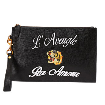 2023 New Little Bee Embroidered Bag Men's and Women's Clutch Bag First Layer Cowhide Hand Bag Tiger Head Bag Envelope Casual Wallet