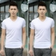 Modal áo thun ngắn tay nam cổ chữ V cộng với nhung dày ấm áp áo sơ mi màu rắn Slim mùa đông nửa tay áo từ bi áo thun trơn