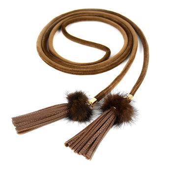 Mink fur decorative versatile fur korean style women's belt