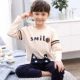 Bộ đồ ngủ tuổi teen nam xuân hè mùa hè tay dài cotton mỏng phần bé trai lớn học sinh trung học cơ sở 12-15-18 tuổi