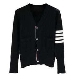 TIME BREATHE ຖັກແສ່ວສີ່ປຸ່ມ cardigan ຄໍ V ສູງຂອງ jacket ແບບດຽວກັນສໍາລັບຜູ້ຊາຍແລະແມ່ຍິງສໍາລັບຄູ່ຜົວເມຍ