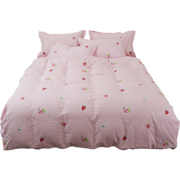 ນ້ອຍ Strawberry pure cotton double gauze sheet single piece single double quilt cover pillowcase pure cotton gauze beds soft