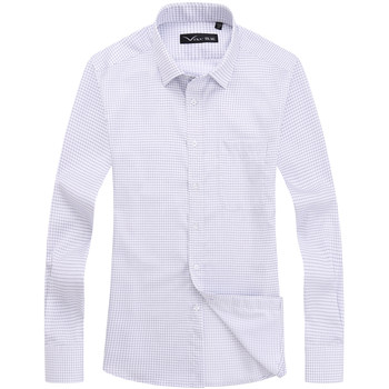 var high quality double mercerized cotton business men's long-sleeved shirt shirts high count cotton plaid anti-wrinkle formal shirt new style