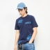 Lee Nam 2018 Mùa Xuân và Mùa Hè Mới X-LINE Màu Xanh Hải Quân Ngắn Tay Áo T-Shirt L319182LQB8D Áo phông ngắn