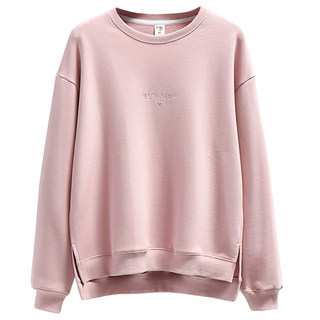 Women's cotton hem slit round neck sweatshirt spring and autumn