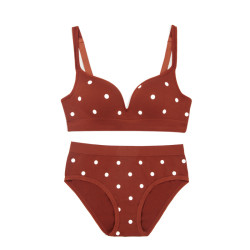 Clearance HENNY RUE polka dot underwear women's triangle cup no rims small breasts push-up bra back buckle bra swimsuit