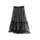 Plaid Mesh Skirt Women's 2023 Mesh Skirt Long Skirt
