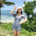 Áo tắm nữ giảm béo bụng gợi cảm Hàn Quốc ngực nhỏ tập hợp váy một mảnh kiểu áo tắm bảo thủ phẳng góc nhỏ - Bộ đồ bơi One Piece Bộ đồ bơi One Piece