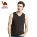 Quần áo nam màu cam mùa hè nam thanh niên cổ chữ V thoáng khí màu rắn thể thao giản dị cotton thấm mồ hôi vest áo thun 3 lỗ Lót