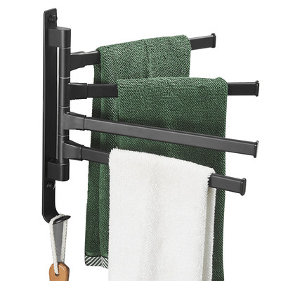 Rotary towel rack free punch toilet rack hanger towel bar bathroom artifact hanging towel rack hook
