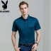 2018 Playboy Mùa Hè Mới Casual Breathable Thời Trang Nam T-Shirt Polo Áo Sơ Mi Ngắn Tay Áo Ve Áo Kẻ Sọc Nam Polo